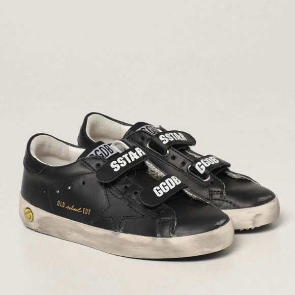Golden Goose Other - Golden Goose Kids Old School Distressed Black Leather Low Top Star Sneakers 30